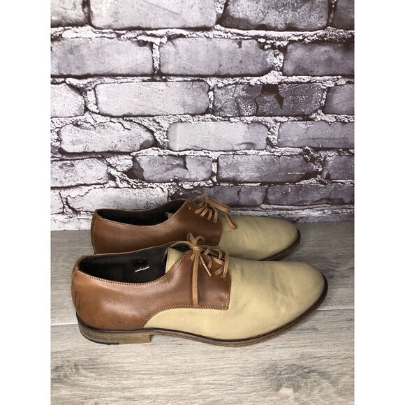Shoe The Bear Beige Canvas Brown Leather Lace Up Oxfords Shoes Men’s 44EU/11M US main image 5